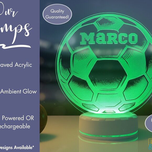 Soccer Night Light – Personalized LED Lamp for Boys & Players - Picture 3 of 8